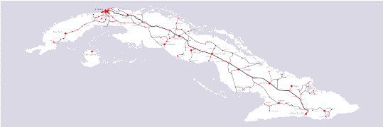 Карта-схема кубинських залізниць