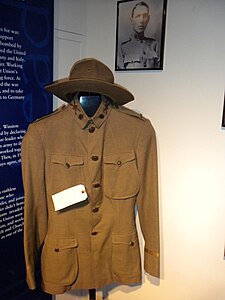 Uniform of Lt. Henry Saultier on display at the Pennsylvania Veterans Museum. Lt. Saultier served from 1904-1914 in the 111th Infantry, 6th Regiment, Company H of the Pennsylvania National Guard, which trained in the armory.