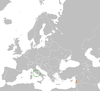 Location map for the Holy See and Lebanon.