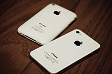 An iPhone 3GS pictured beside an iPhone 4S.