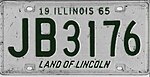 Номерной знак Иллинойса 1965 года - Номер JB 3176.jpg