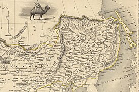 Dauria en un mapa británico 1851 (publicado siete años antes del Tratado de Aigún, por lo que Dauria oriental (Amur) aún se muestra como parte del Imperio chino).