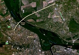 Tracé du pont sur une carte satellite