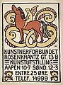 Wold-Tornes plakat for Kunstnerforbundets utstilling i 1915 er karakteristisk for hans formspråk