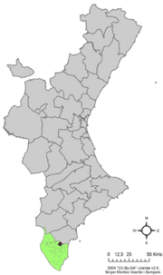Localização do município de Dolores na Comunidade Valenciana