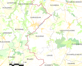 Mapa obce Plougras