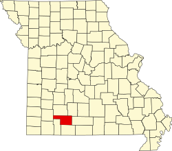 Karte von Christian County innerhalb von Missouri