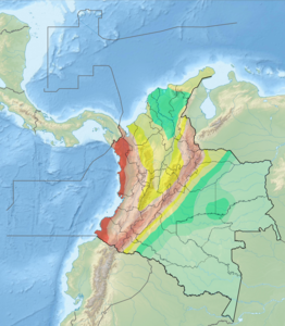 Seismic activity map of Colombia