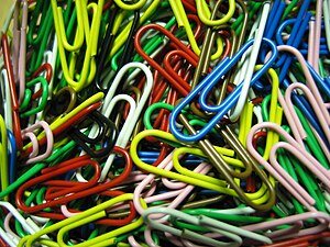 A bulk of paper-clips in several colors