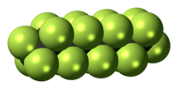 Space-filling model of perfluorooctane