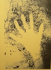 Hand stencil, Cosquer Cave, France, c. 27,000 years old Prehistoric Hand Outline Cosquer Cave.JPG