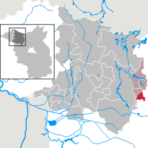 Poziția Rüthnick pe harta districtului Ostprignitz-Ruppin