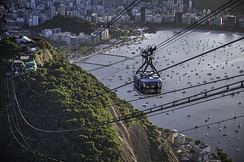 Le téléphérique du Pain de Sucre, à Rio de Janeiro. (définition réelle 8 256 × 5 504)