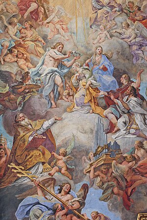 English: Sebastiano Conca's fresco on the ceil...