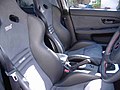 Internal front view of Recaro Seats in the Subaru S204. Note: High side bolsters for lateral force support.