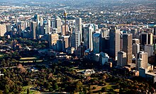 The central business district. Sydney is the financial and economic centre of Australia, having the largest economy and contributing a quarter of Australia's total GDP. Sydney CBD on a sunny day.jpg