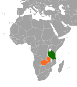 Map indicating locations of Tanzania and Zambia