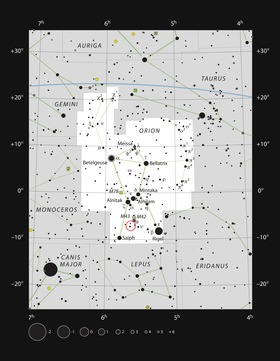 Звезда V883 Ориона в созвездии Ориона.