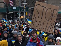 Manifestation pro-ukrainienne à New-York (États-Unis).