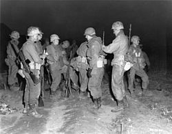 US 3rd infantry troops, before Imjin River patrol, Korea 17-April-1951.jpg