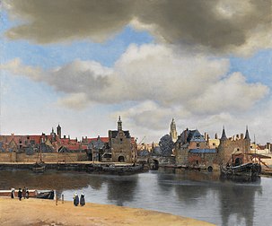 Vue de Delft, huile sur toile de Johannes Vermeer (entre 1659 et 1660, Mauritshuis à La Haye). (définition réelle 6 000 × 4 982)