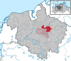 Elhelyezkedése Mecklenburg-Elő-Pomeránia térképén