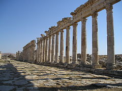 Cardo máximo o calle principal de norte a sur en la ciudad de Apamea (Siria).
