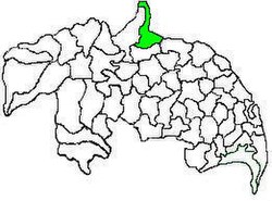 Mandal map of Guntur district showing Atchampet mandal (in green)