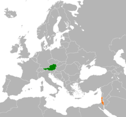 Карта с указанием местоположения Австрии и Израиля