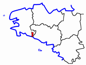 Kanton Quimperlé na mapě regionu Bretaň