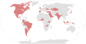 Countries with politicians, public officials or close associates implicated in the leak on 5 November 2017 Countries implicated in the Paradise Papers.svg