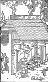 Engraving from De re metallica di Georg Agricola, Basilea, 1556