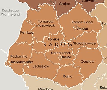 Administrativ karta över distriktet Radom år 1941