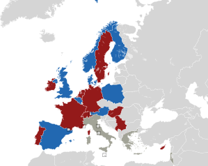 A coloured map of the countries of Europe