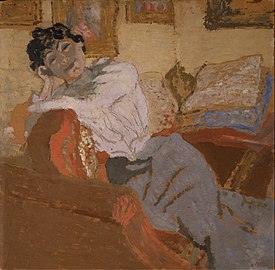 Lucy Hessel på en sofa, 1900