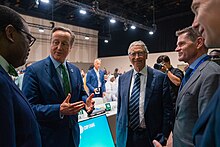 Gates and UK Foreign Secretary David Cameron at COP28 in Dubai on December 1, 2023 Foreign Secretary David Cameron attends COP28 (53376969086).jpg