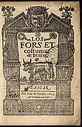 L'édition 1625 du Nouveau For de 1551.
