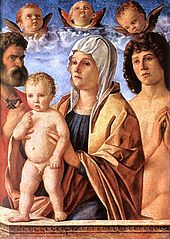 Madonna, lapsi, Pyhä Pietari ja Sebastian, 1487