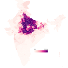 Hindi 2011 Indian Census by district.svg
