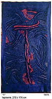 „T“, autorská, ručně tkaná tapiserie 270 × 176 cm, 1975