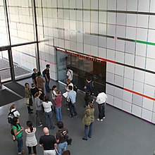 Interior lobby at entrance to LVAC galleries in the MIT Media Lab building LVACentrance.jpg