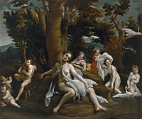 «Fabelen om Leda», Eugenio Cajés (etter kopi av Correggio), Museo del Prado, Madrid, Spania.