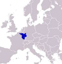 Расположение и протяженность SaarLorLux в Западной Европе.