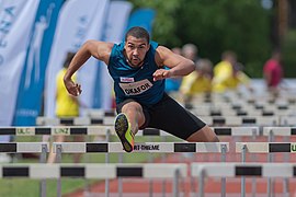 Leichtathletik Gala Linz 2018 men´s 110m hurdles Okafor-6401