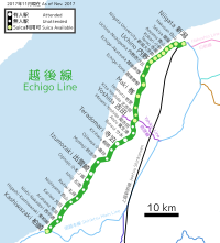 青山駅 (新潟県)の位置（越後線内）