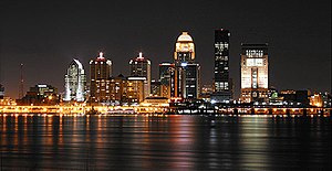 English: Louisville nighttime skyline, by user...