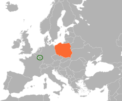 Map indicating locations of Luxembourg and Poland