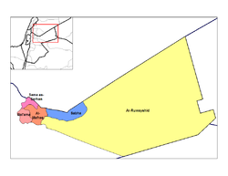 ヨルダン国内のマフラク県の位置。マフラクの街は図のオレンジの部分の位置図