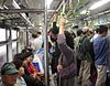 A busy train on the Seoul subway