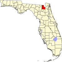 ベイカー郡の位置を示したフロリダ州の地図